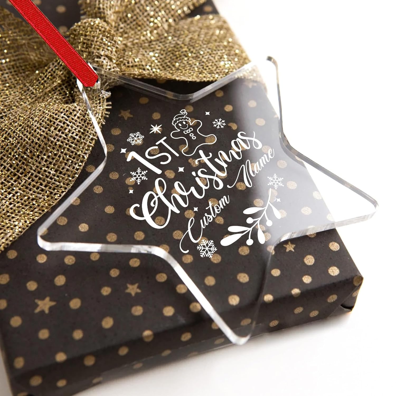 Personalized Babys First Christmas Ornament Laser Engraved Acrylic with Name