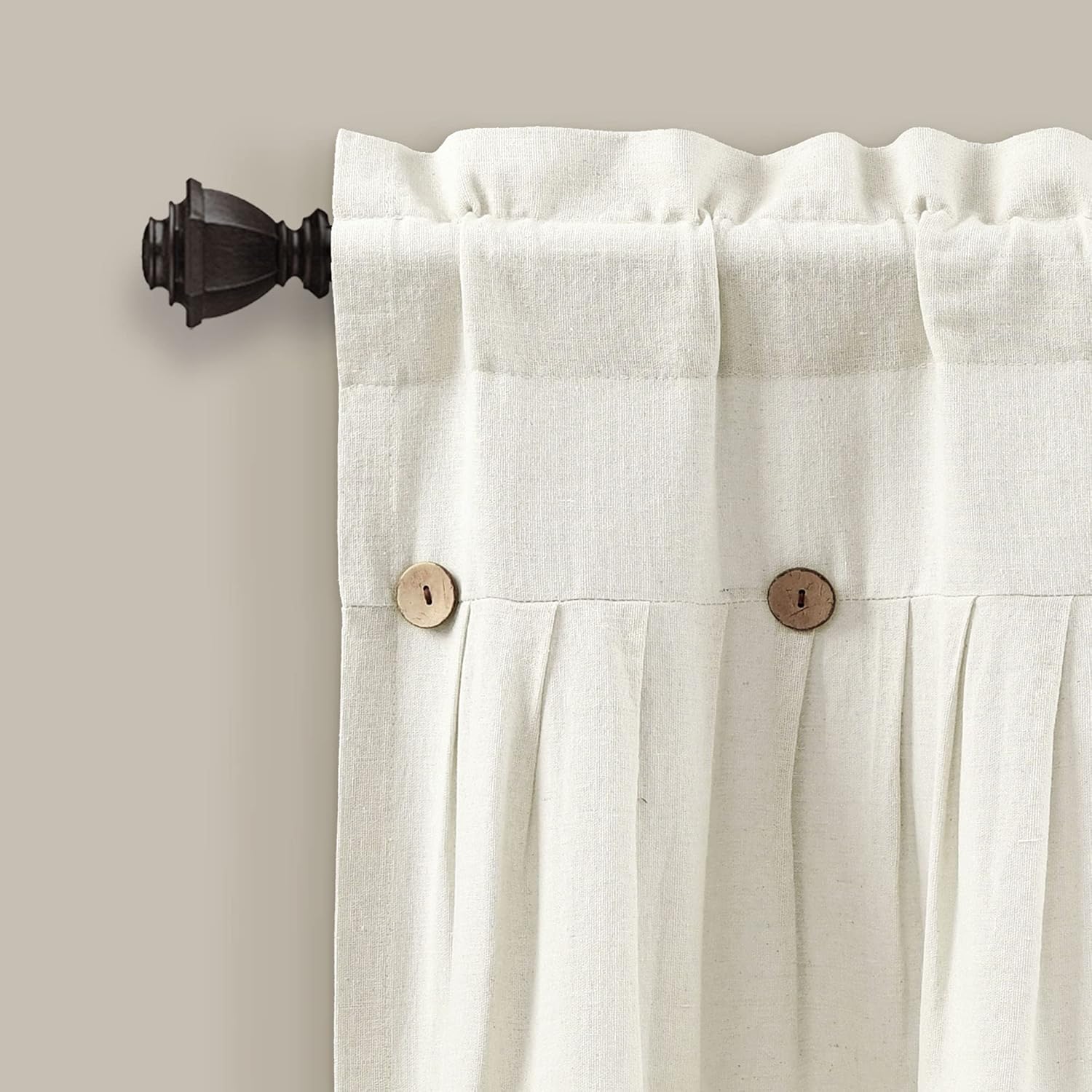 Lush Decor Linen Button Valance 52x18 Off White 1