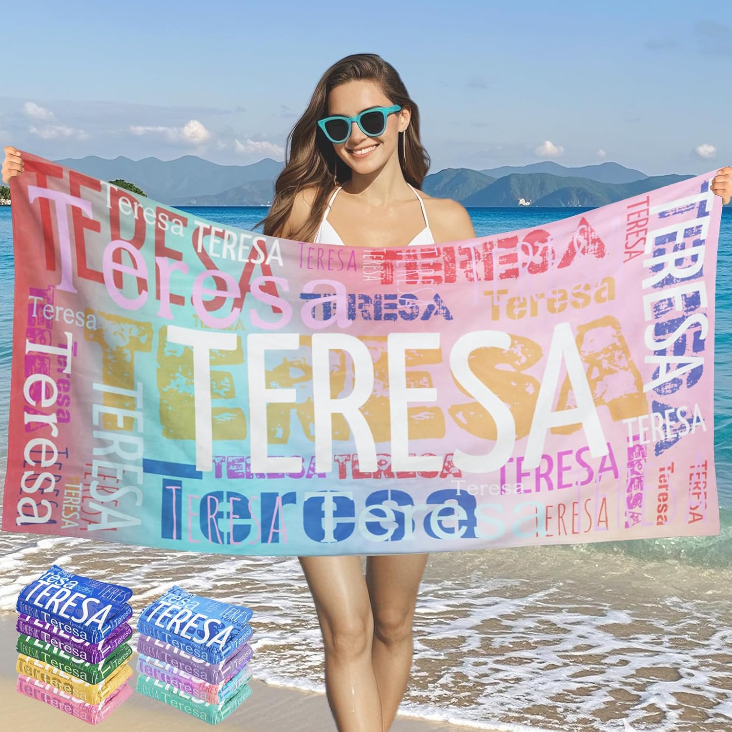 Bemaystar Personalized Beach Towels with Names - Custom for Adults Kids