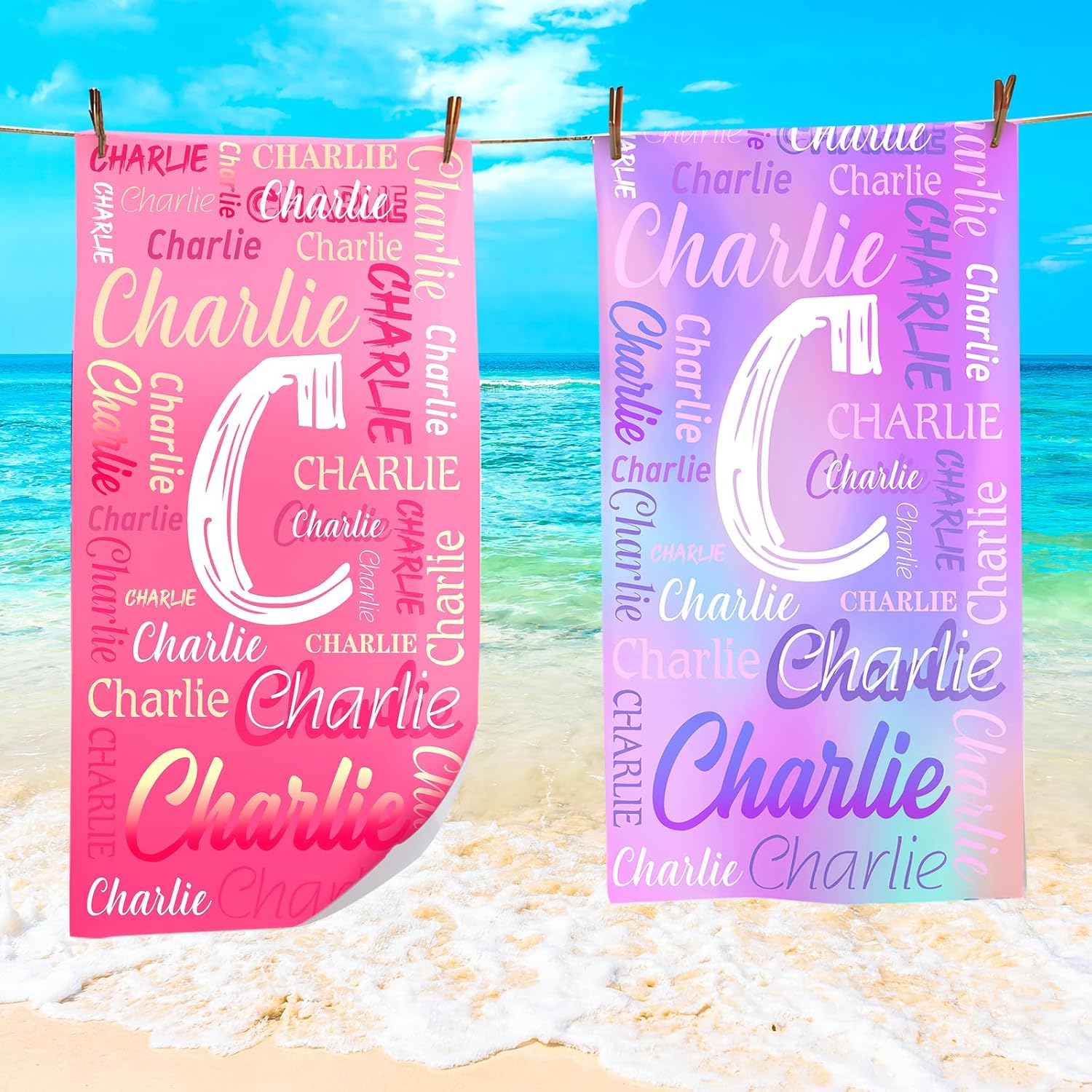 Personalized Beach Towel with Name - Quick Dry Microfiber