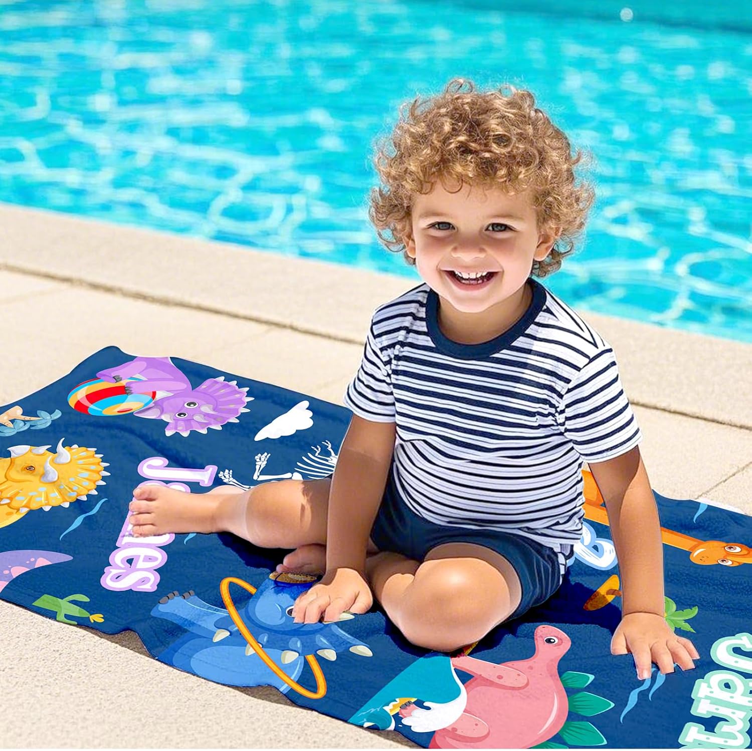 Personalized Beach Towel with Name for Kids and Adults