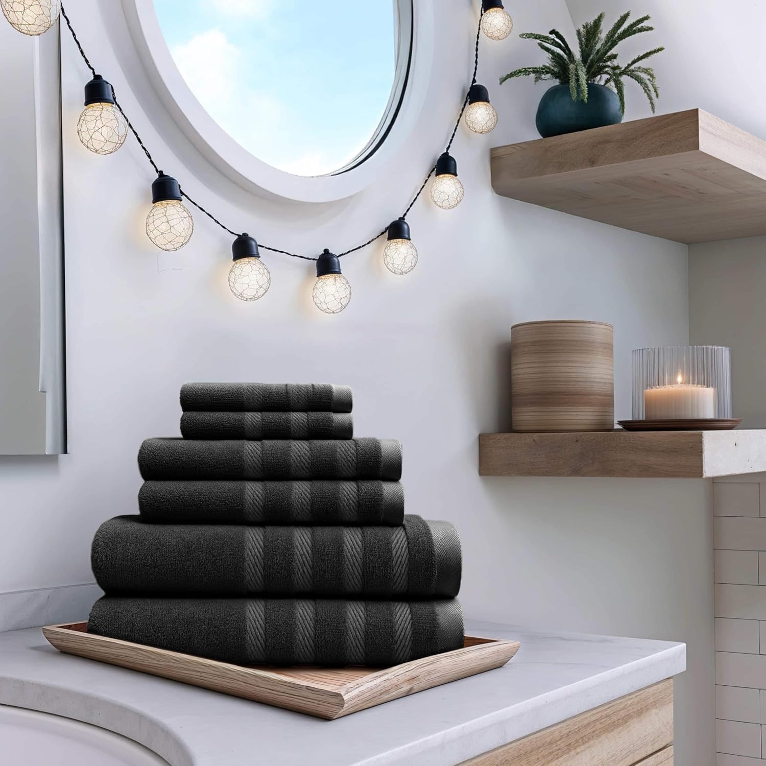Hearth Harbor 6 Piece Bath Towel Set - 100 Ring Spun Cotton