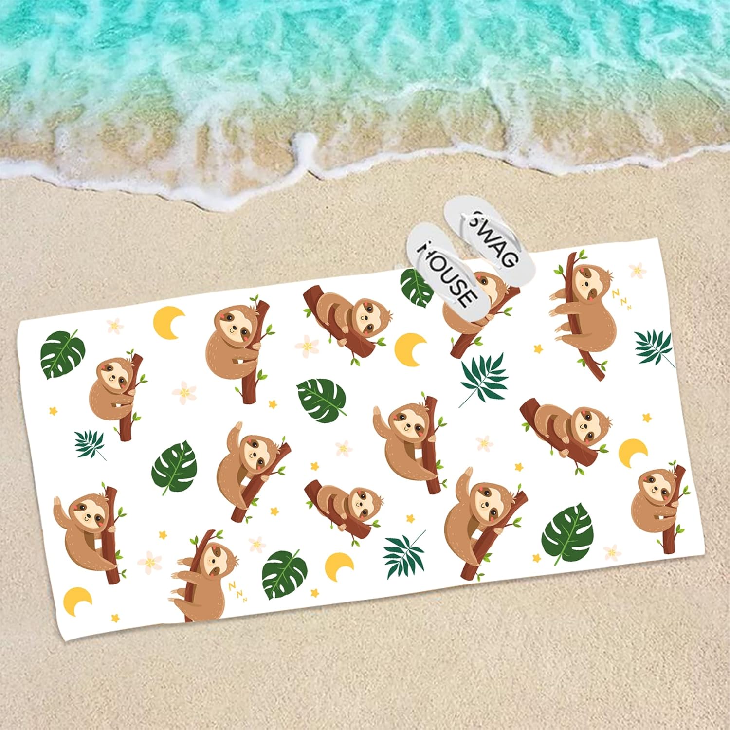 Bonsai Tree Beach Towel - Sloth Print 30x60 Microfiber