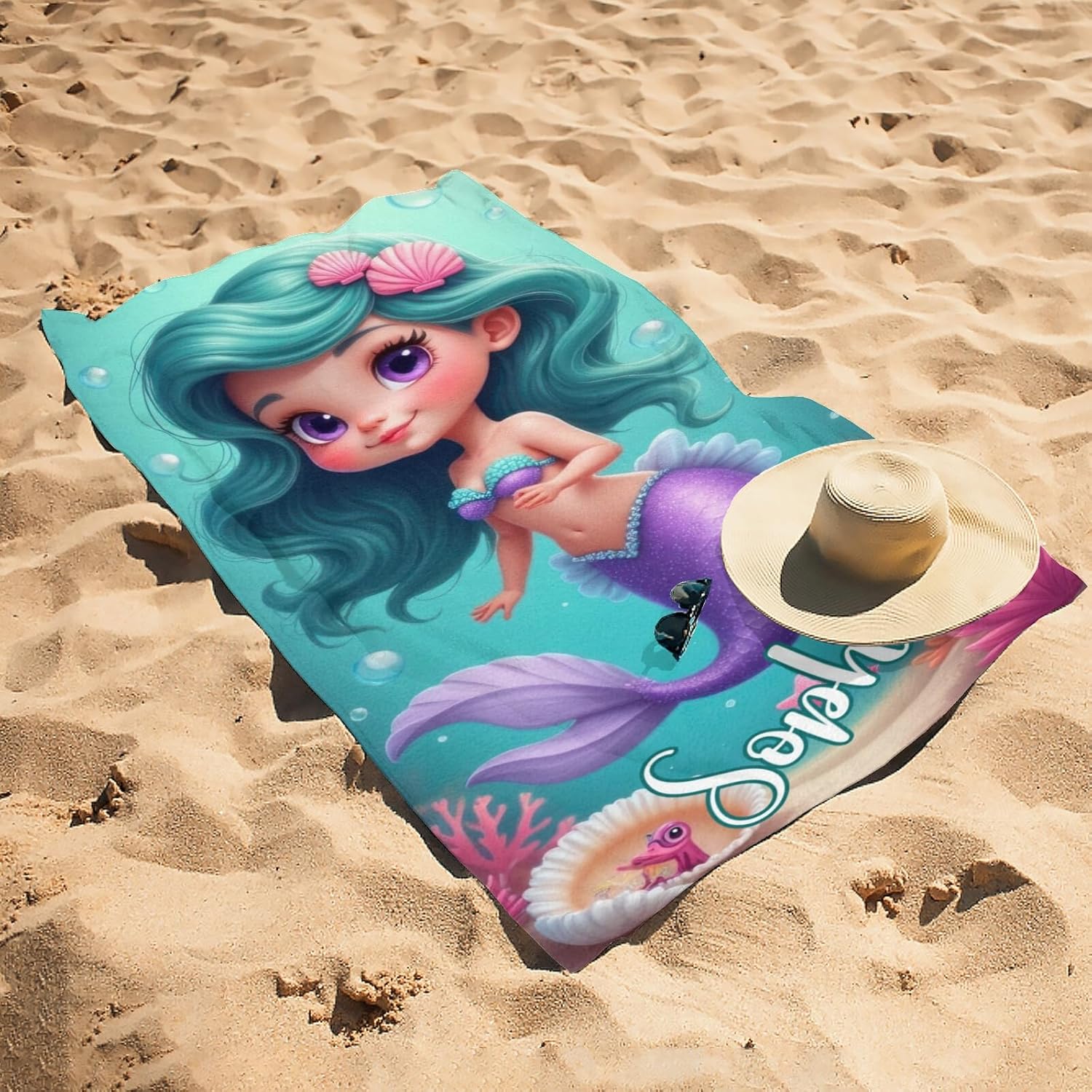 Personalized Beach Towels with Custom Name for Kids and Adults
