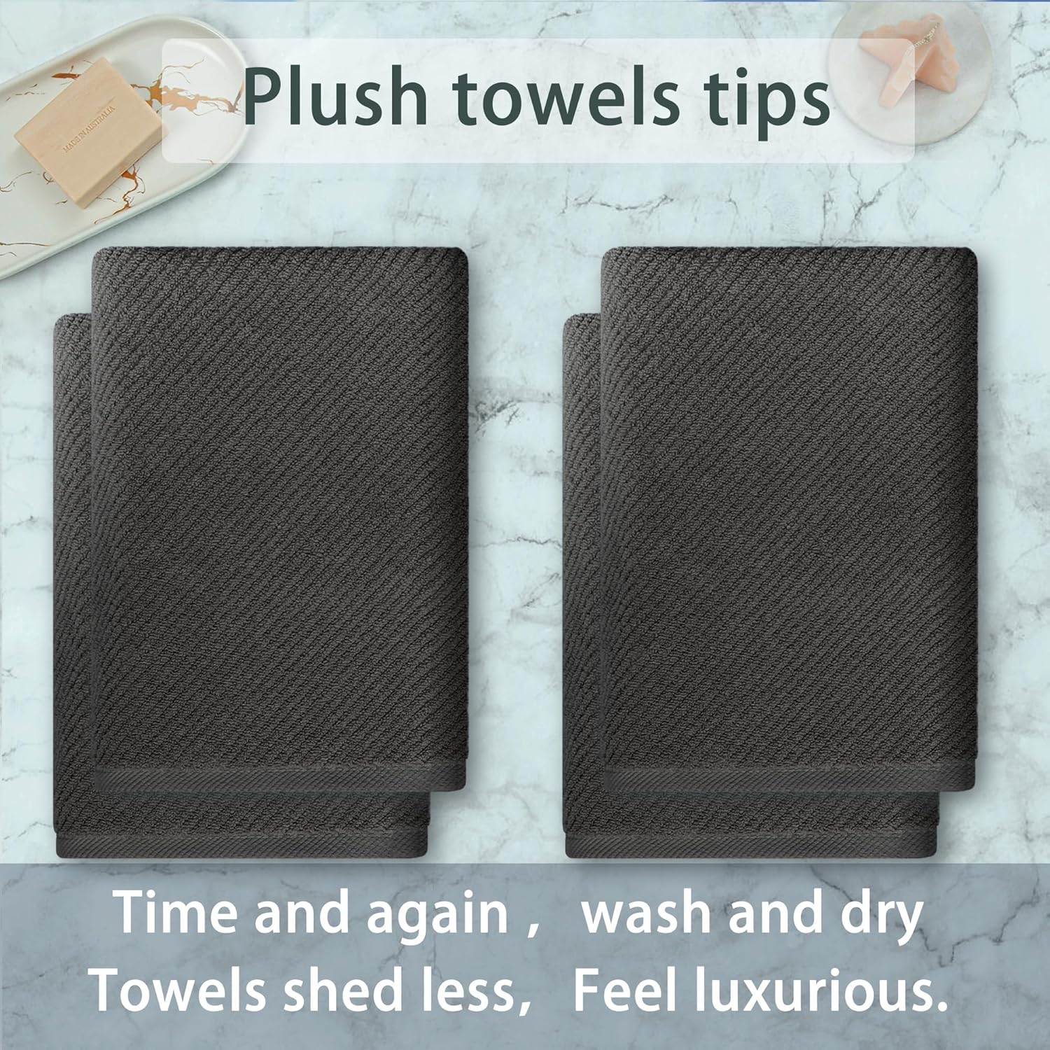 VOOVA MOVAS Dark Gray Bath Towel Set 4PC