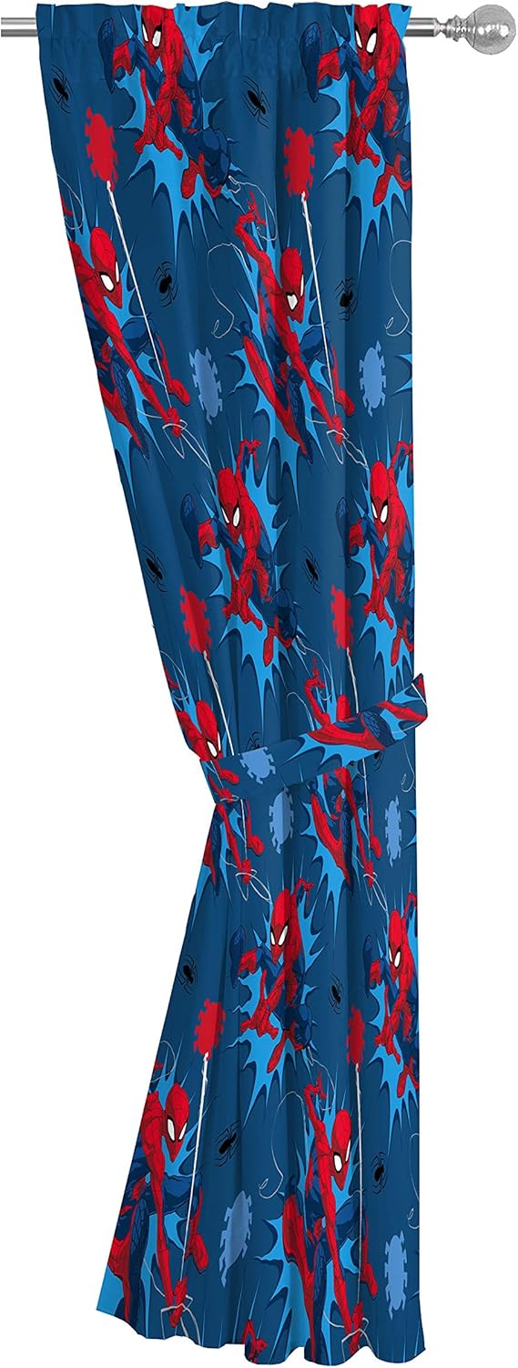 Jay Franco Kids Window Drapes - Spiderman Blue 84 Inch Set