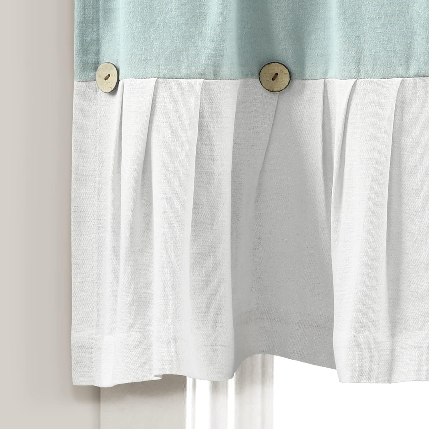 Lush Decor Linen Button Farmhouse Valance 52x18 Blue White