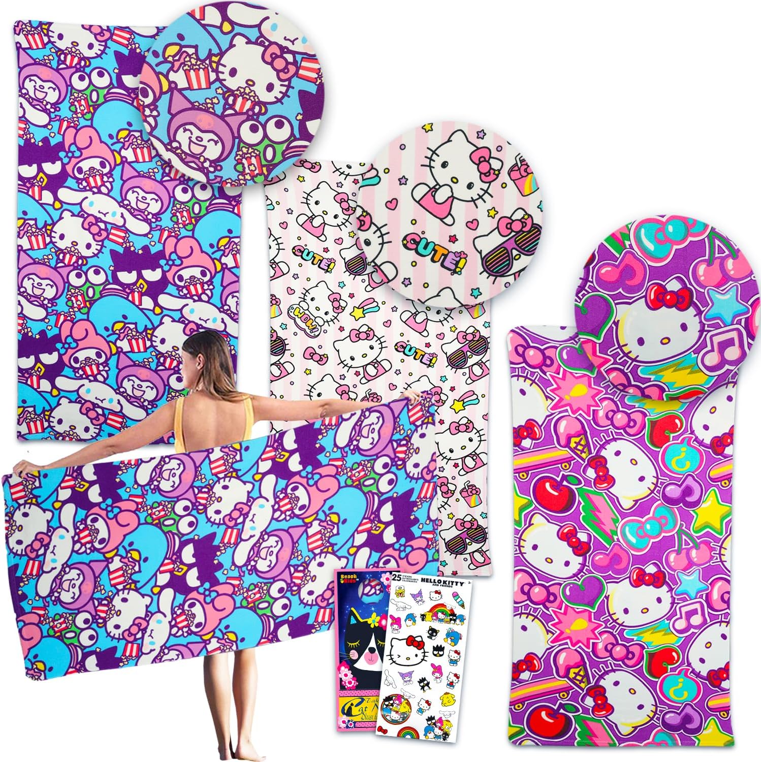 Hello Kitty Beach Towel 3 Pack Set for Kids 1