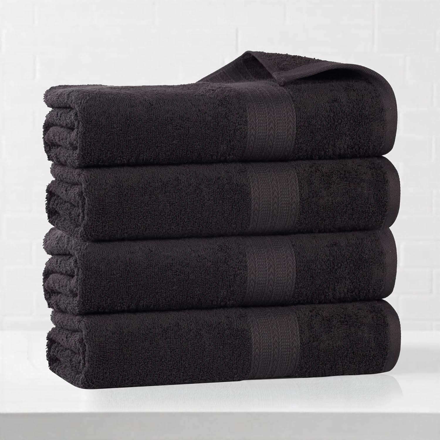 Superior Eco-Friendly Cotton 4-Piece Bath Towel Set - Black