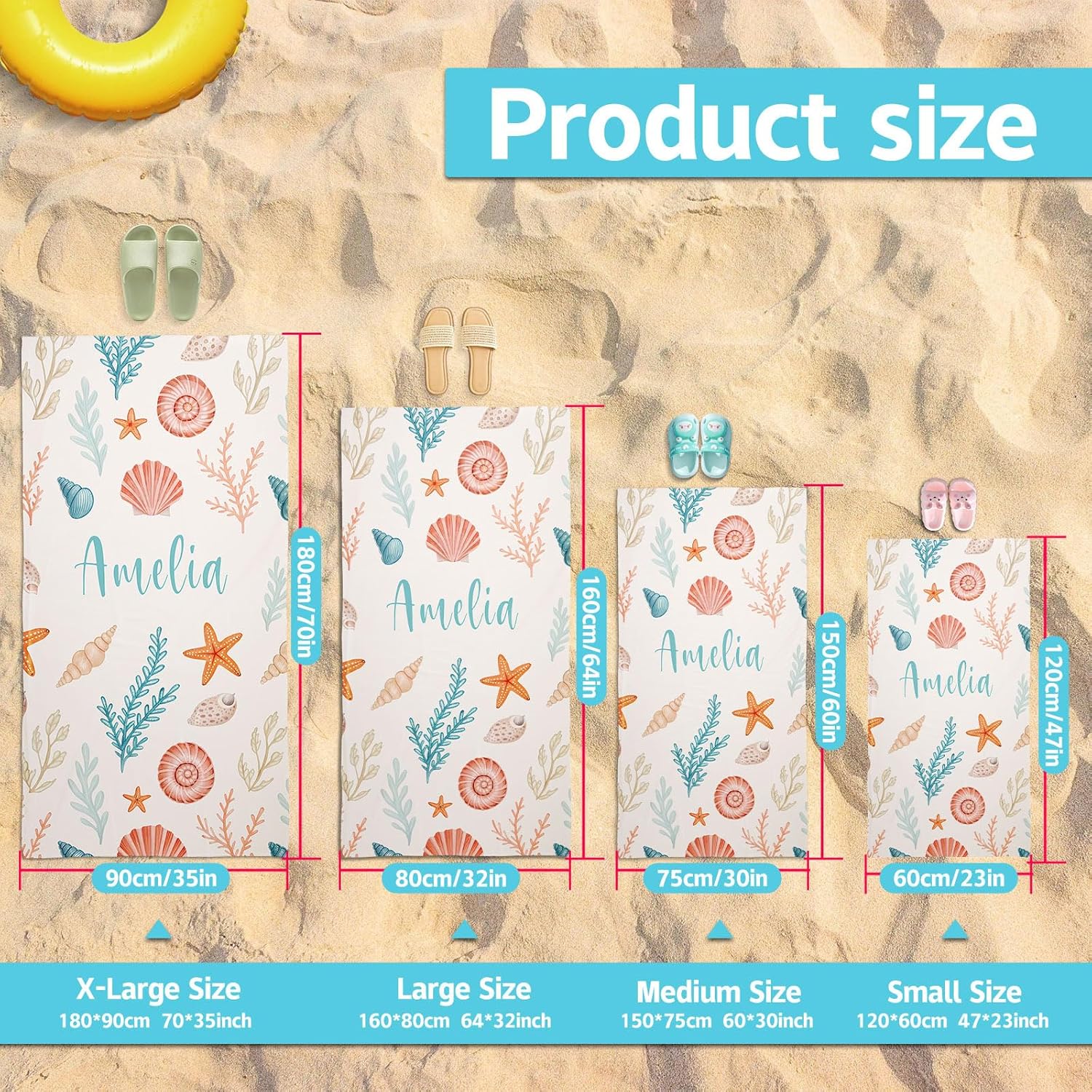 Personalized Beach Towels for Kids with Name and Monogram
