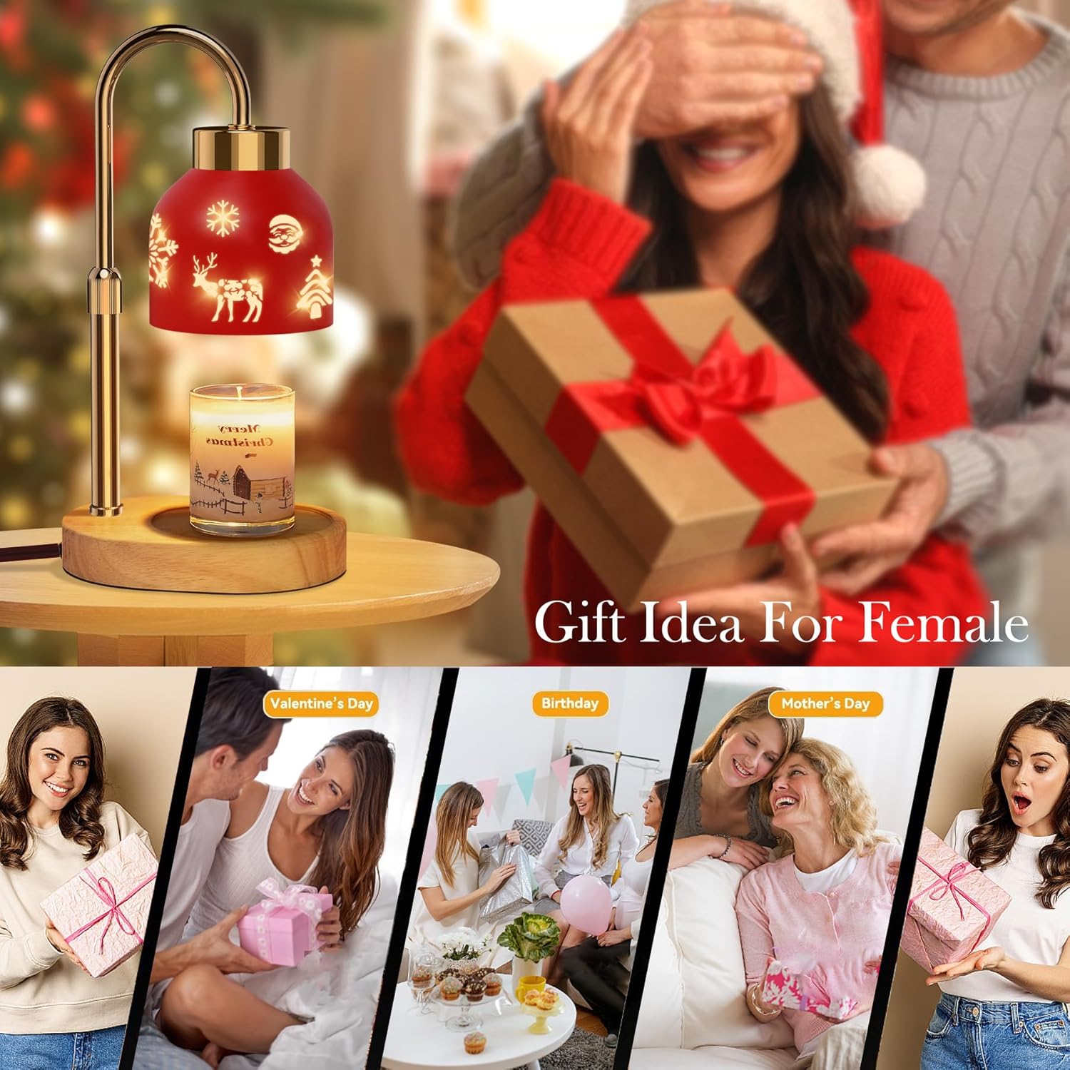 Loowoko Candle Warmer Lamp 2 Bulbs Dimmable with Timer
