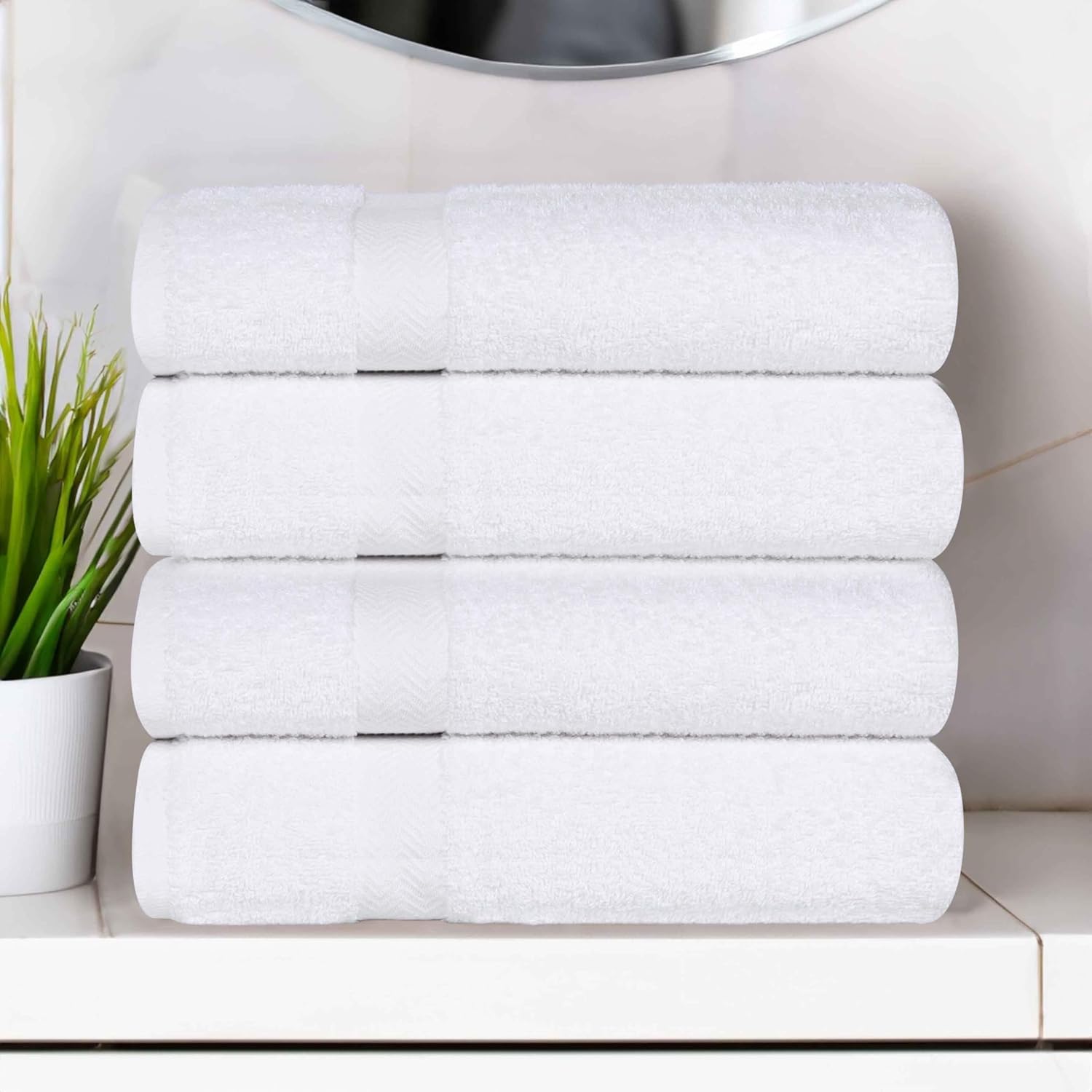 Superior 4-Piece Cotton Bath Towel Set White