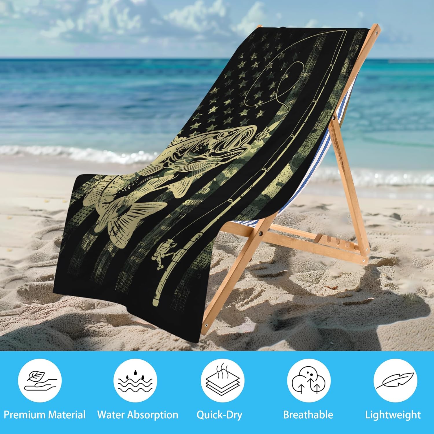 WZOMT Microfiber Camo Beach Towel 32x52 Inch