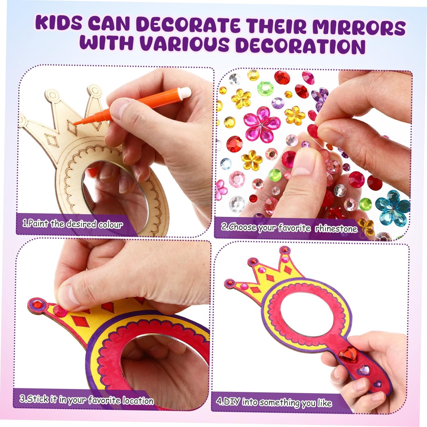 BESPORTBLE Wooden Handmade Mirrors for Boys Girls DIY Craft Set