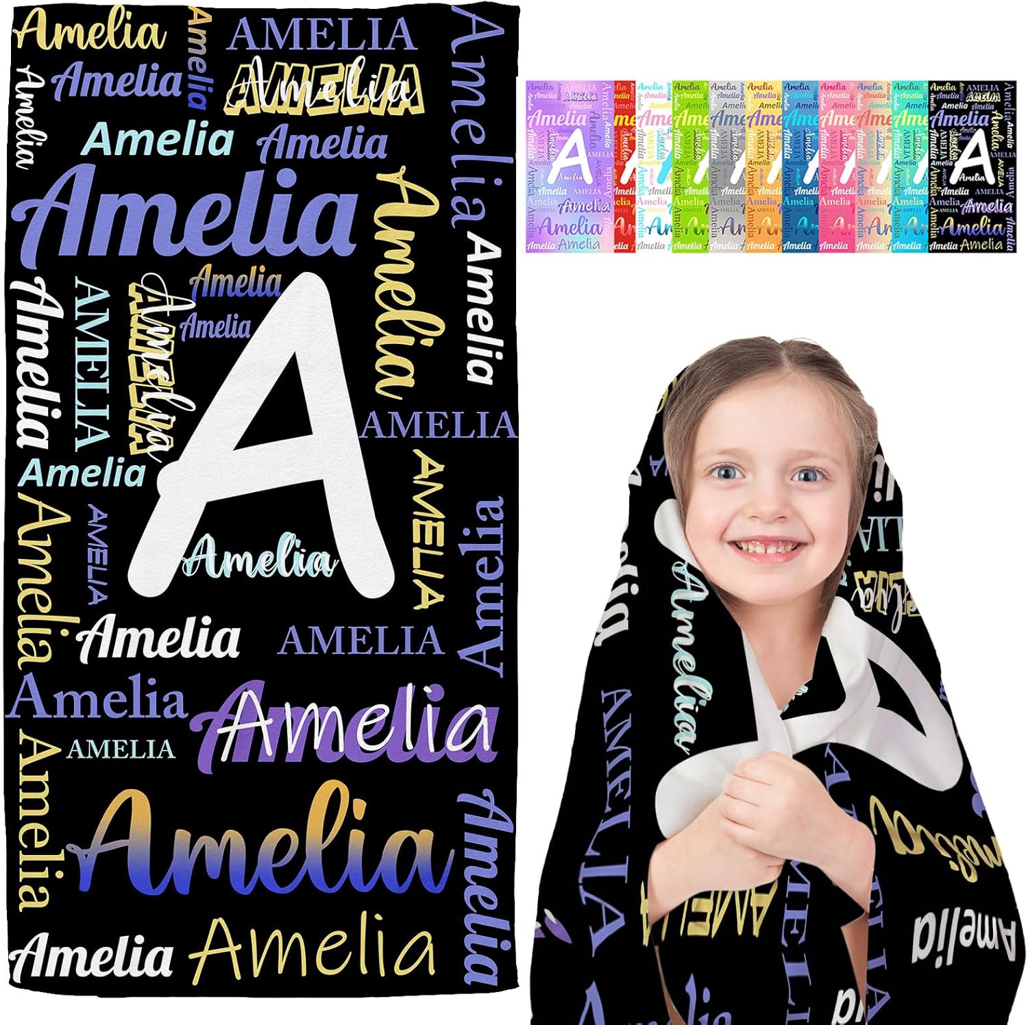 Personalized Beach Towel with Name for Kids Adults