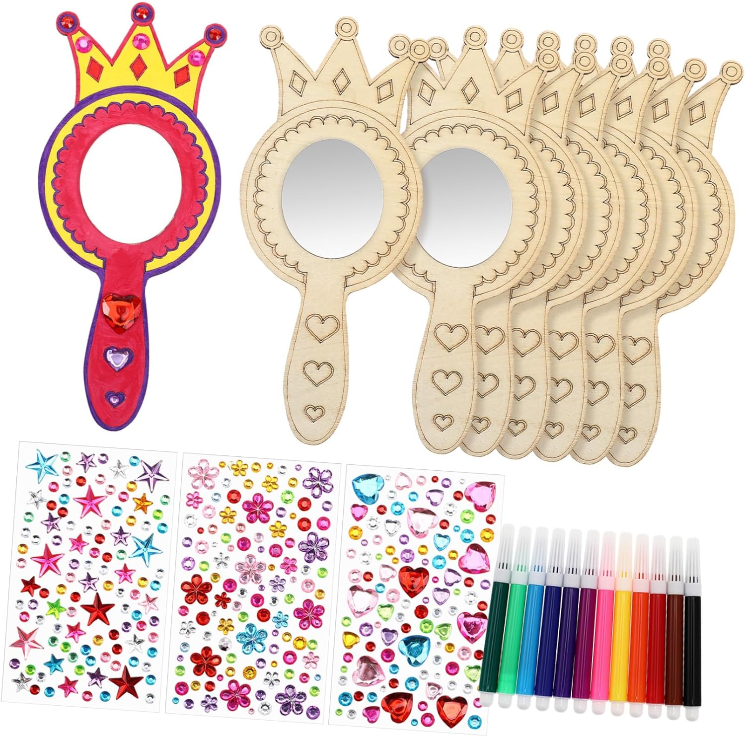 BESPORTBLE Wooden Handmade Mirrors for Boys Girls DIY Craft Set
