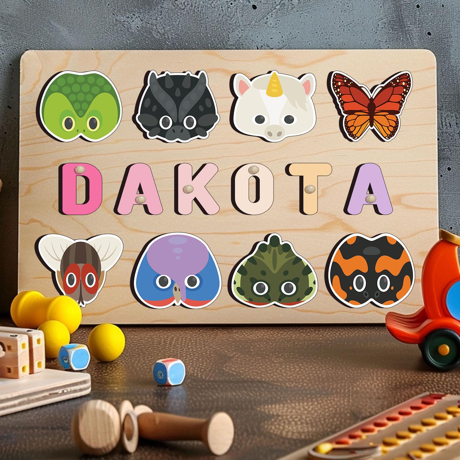 Personalized Wooden Name Puzzle for Toddlers 1-3
