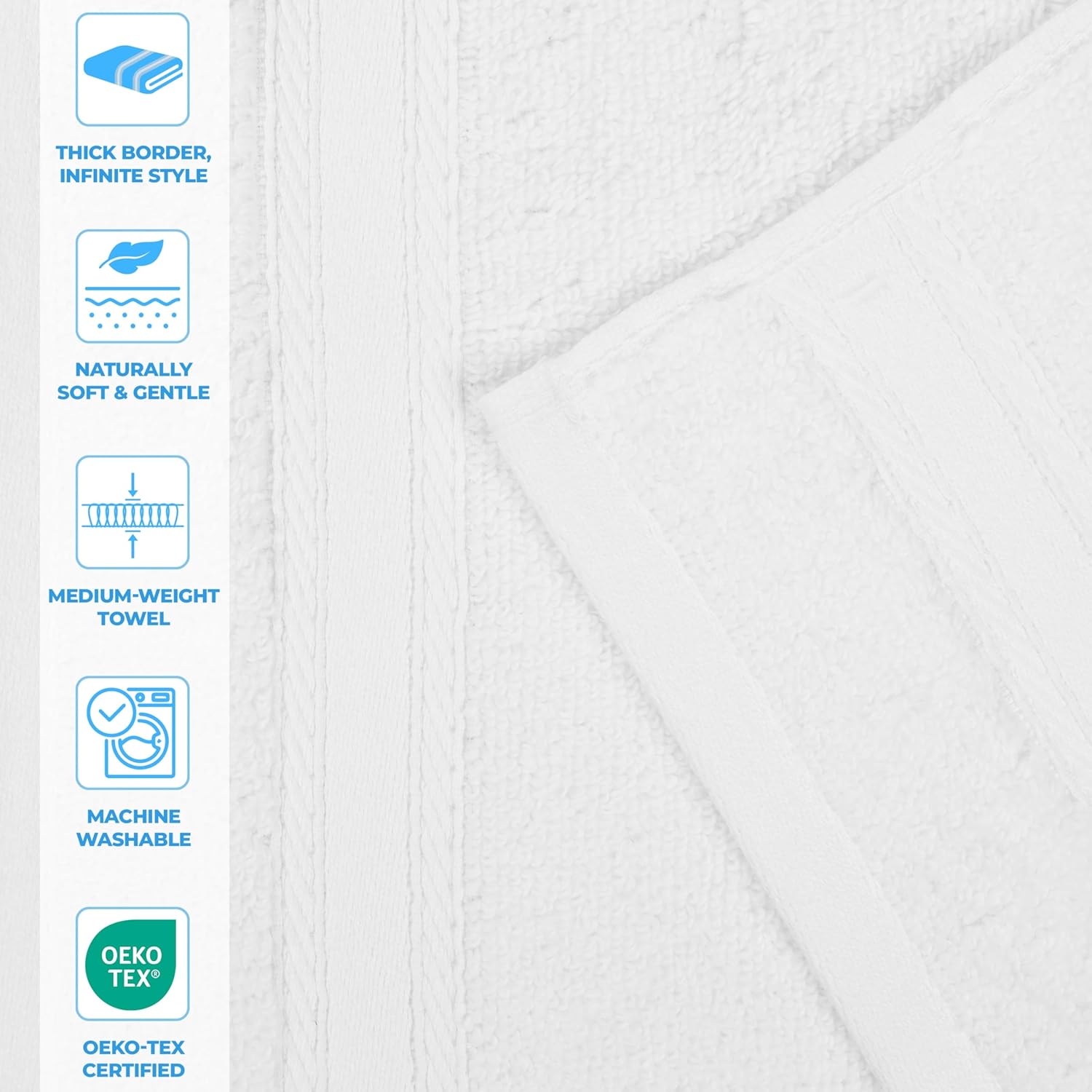 Superior Belmont Zero Twist Cotton Towel Set of 12 White