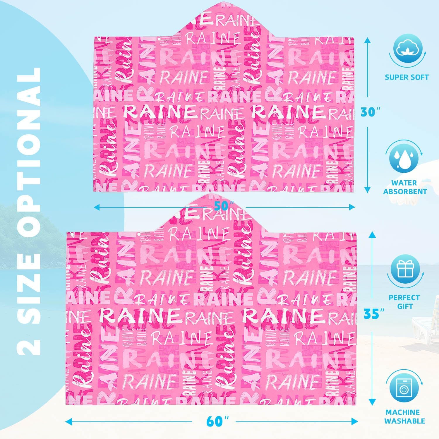 Personalized Hooded Bath Towel for Kids 4-8 with Name