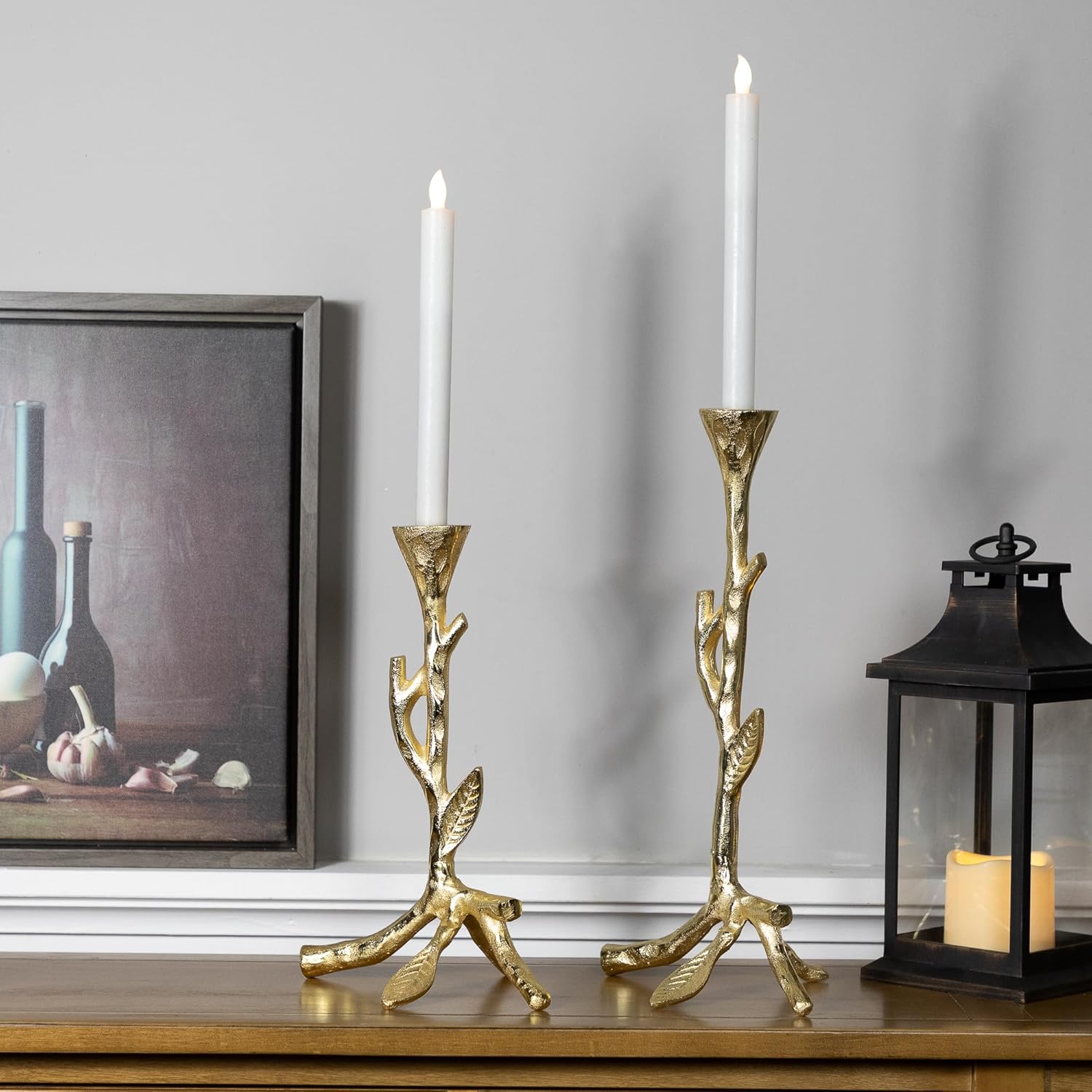 Northlight Leafy Branch Taper Candle Holders - Set of 2
