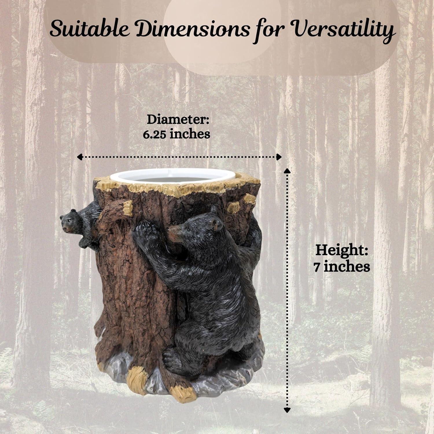 BestGiftEver Small Wastebasket with Bear Climbing Tree Design