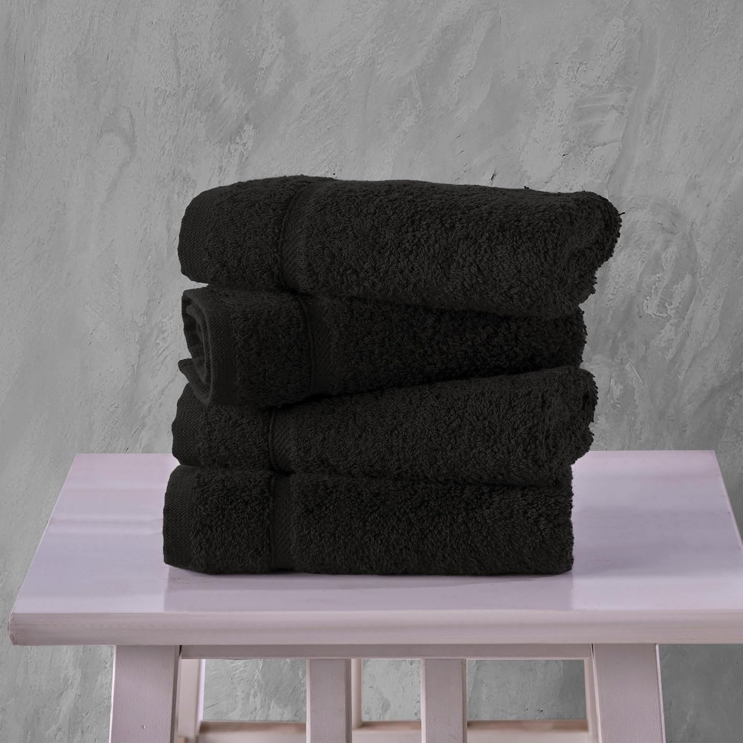 Hawmam Linen 13x13 Inch Black Face Towels - 12 Pack Luxury Washcloths