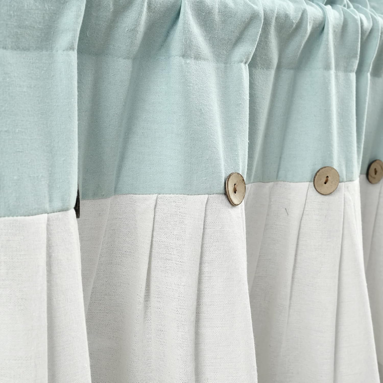 Lush Decor Linen Button Farmhouse Valance 52x18 Blue White