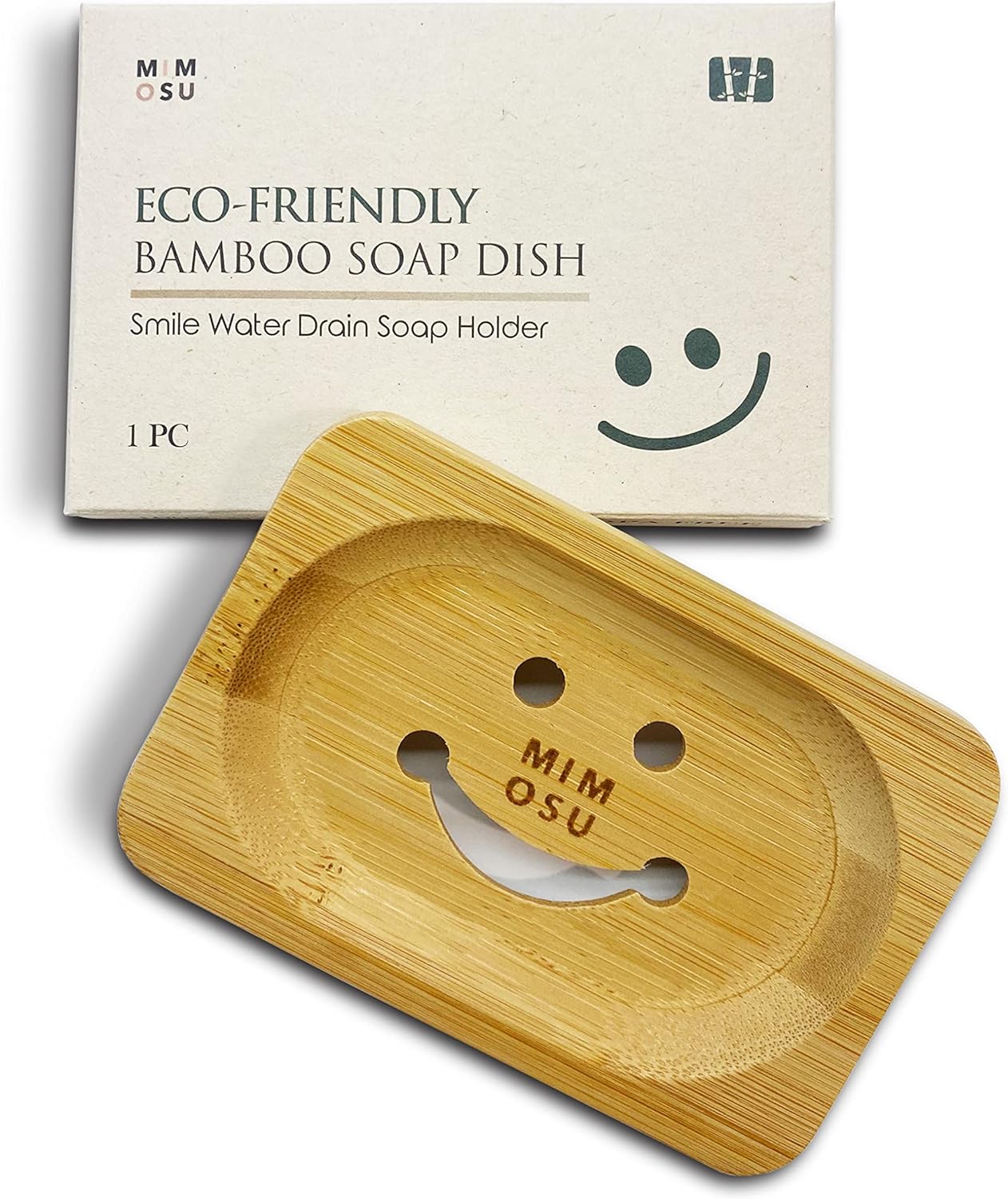 Mimosu Bamboo Soap Dish - Eco-Friendly Shampoo Holder with Drain