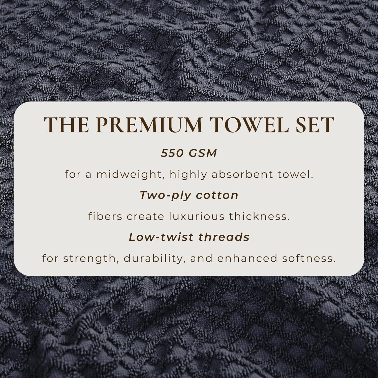 Great Bay Home Navy Bath Towels Set - 6 Piece Stone Blue