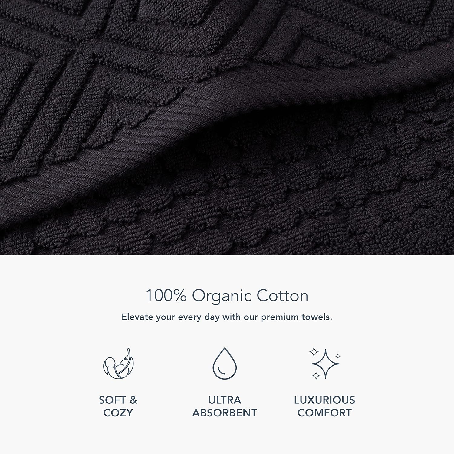 TexereSilk 100 Organic Cotton Luxury Towel Set - 700 GSM Diamond Jacquard