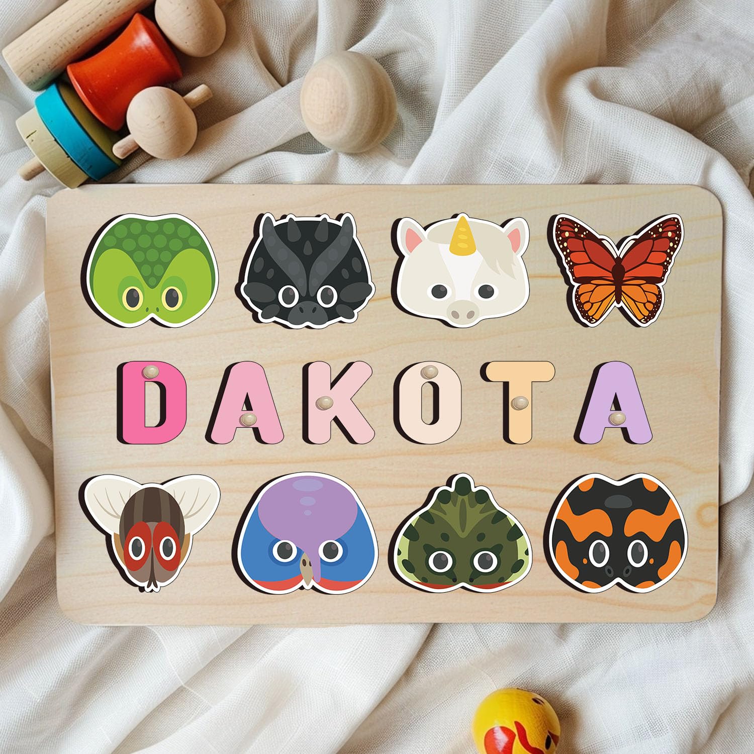 Personalized Wooden Name Puzzle for Toddlers 1-3