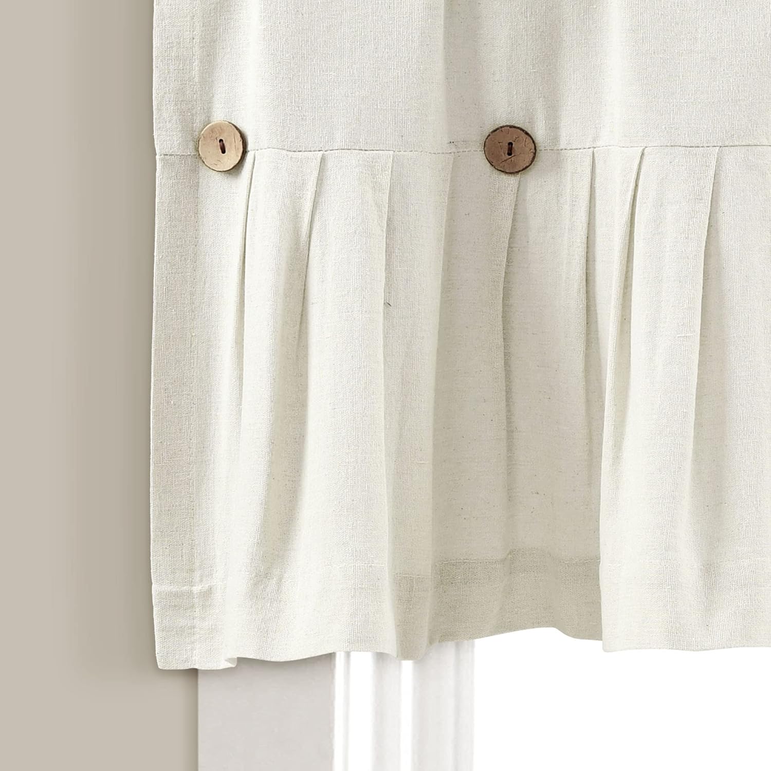 Lush Decor Linen Button Valance 52x18 Off White 1