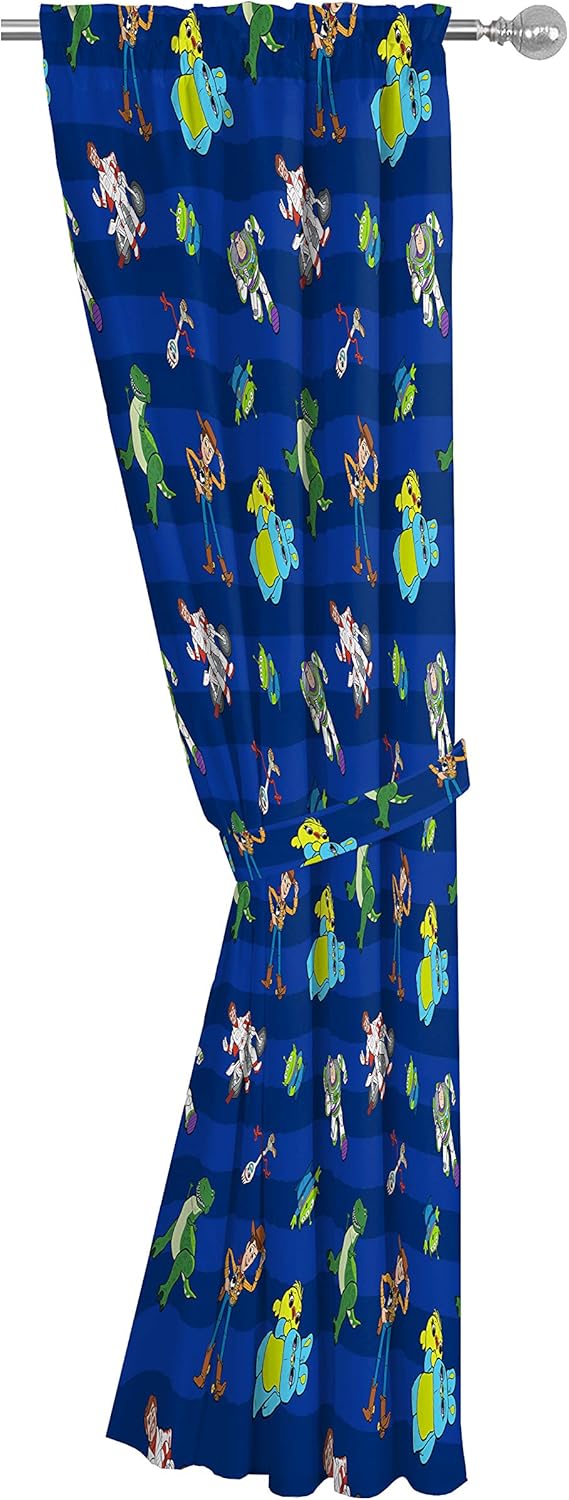 Jay Franco Kids Window Drapes - 4 Piece Blue Toy Story Set