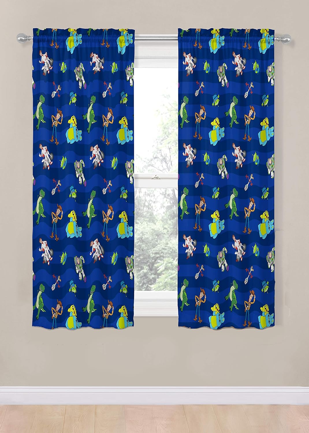 Jay Franco Kids Window Drapes - 4 Piece Blue Toy Story Set