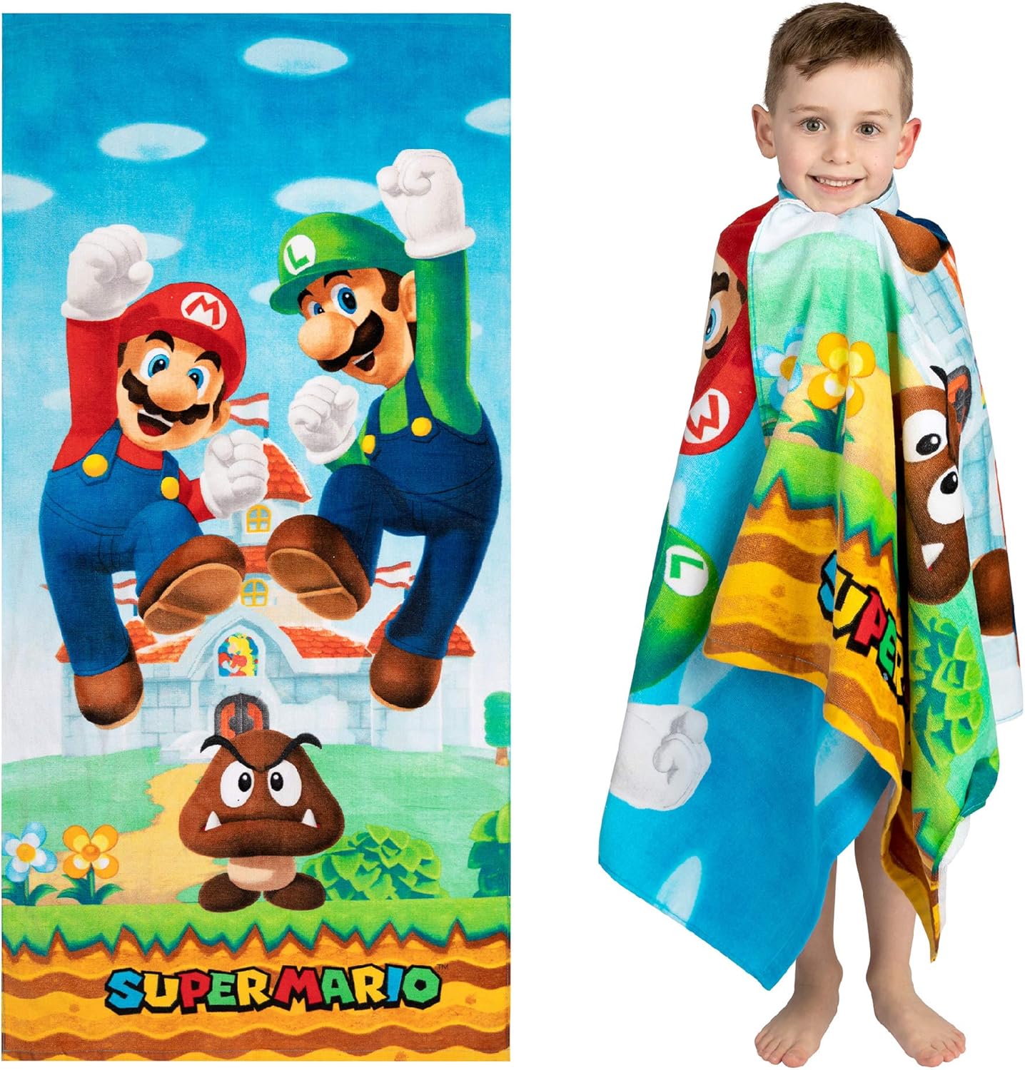 Franco Super Mario Cotton Towel Microfiber Pillowcase Set