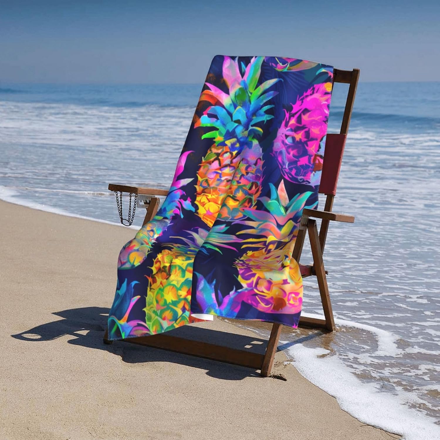 Colorful Pineapple Beach Towel - 52x32 Microfiber Sand Free