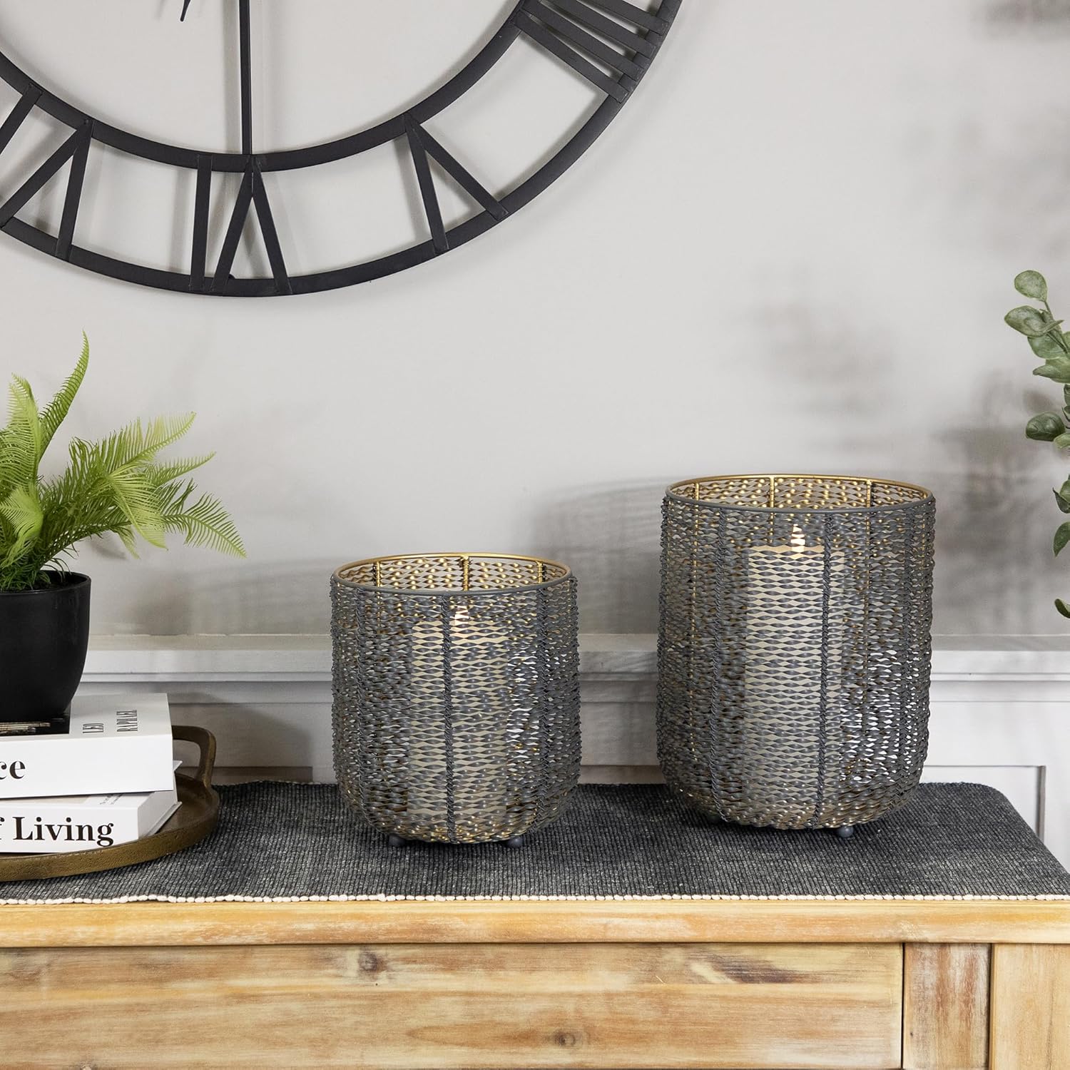 Northlight Twisted Iron Candle Holder Set - Gray Gold