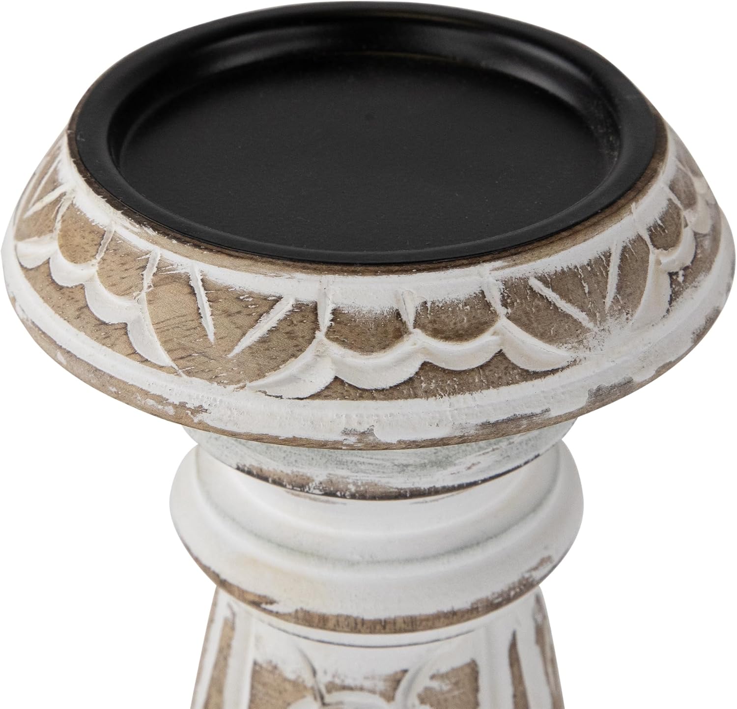 Northlight 3-Piece Brushed White Wooden Candleholder Set