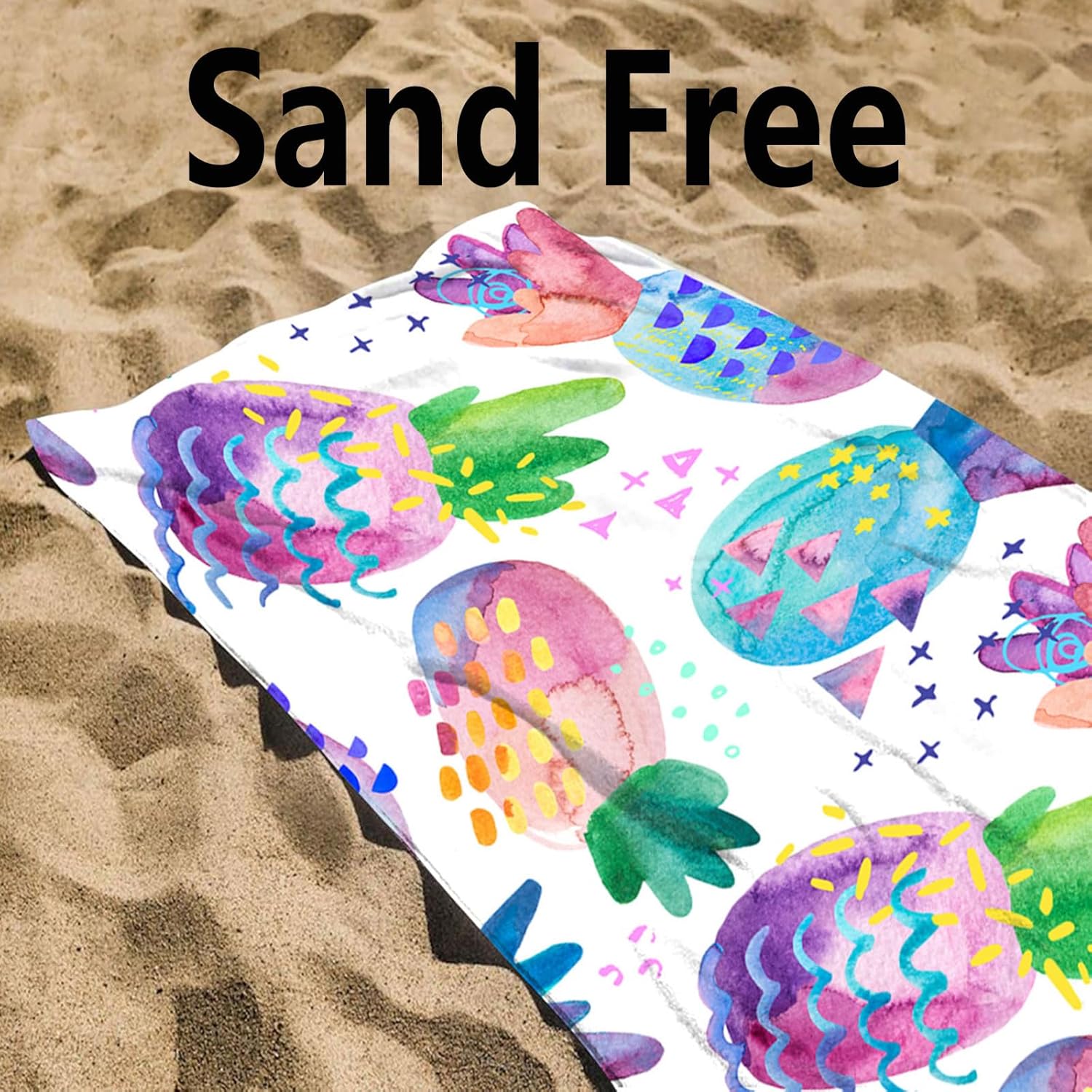 Pineapple Print Beach Towel Quick Dry Sand Free for Women