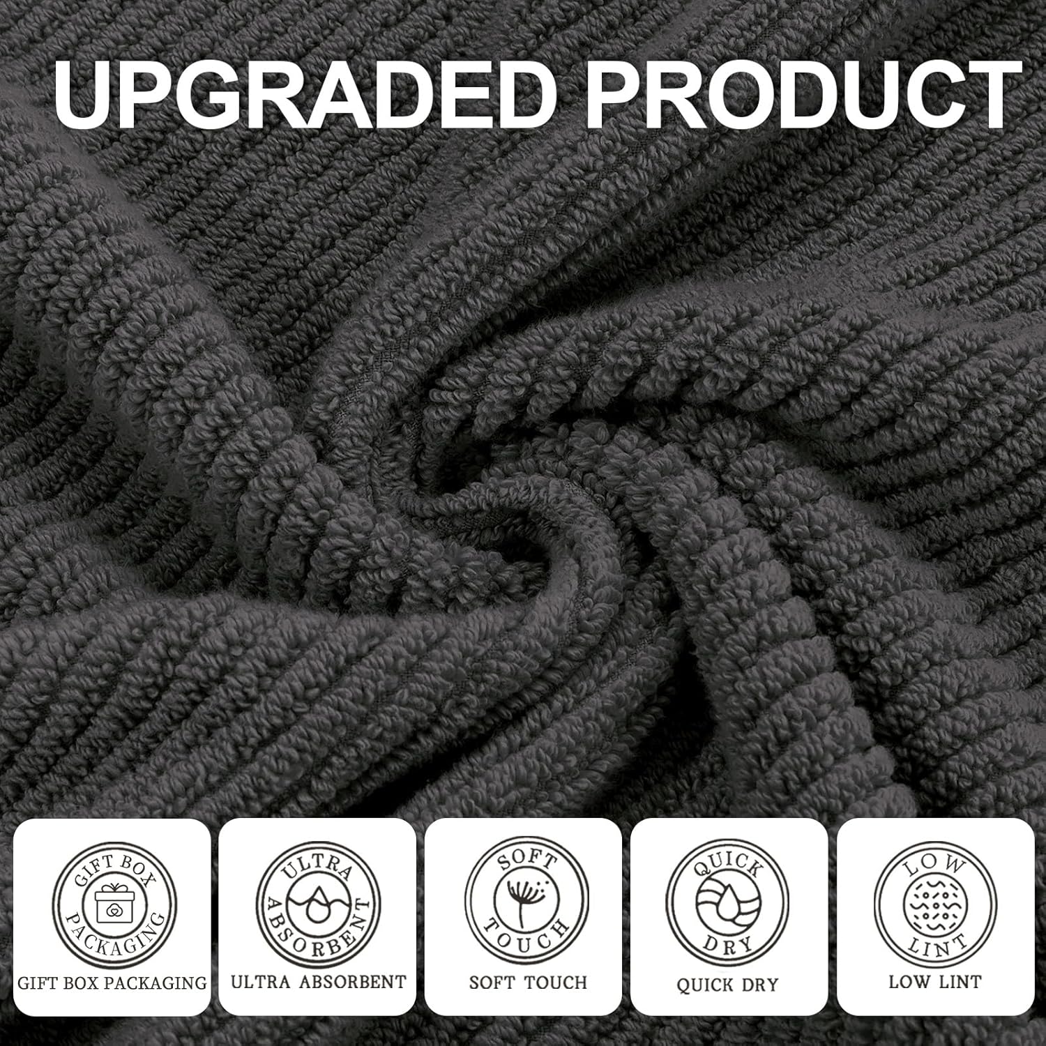 VOOVA MOVAS Dark Gray Bath Towel Set 4PC
