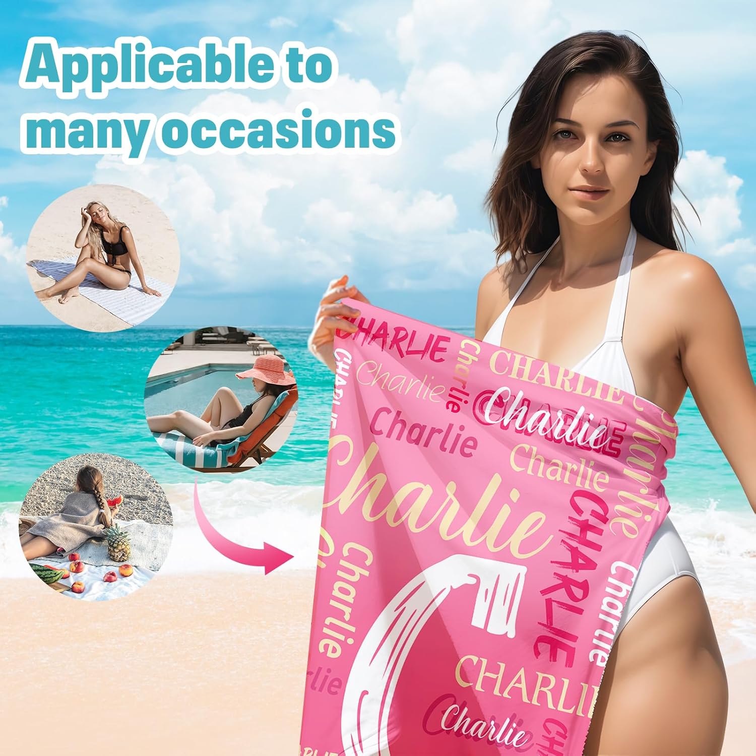 Personalized Beach Towel with Name - Quick Dry Microfiber