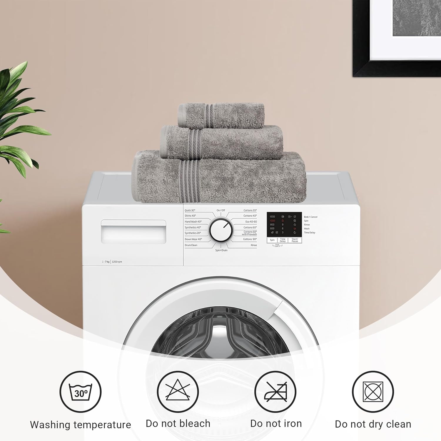 Superior Egyptian Cotton Bath Towel Set Charcoal Set of 2