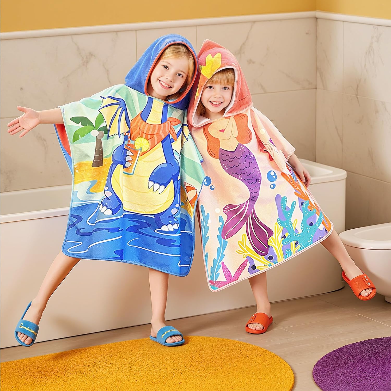 Ythuil Kids Hooded Beach Towel with Backpack