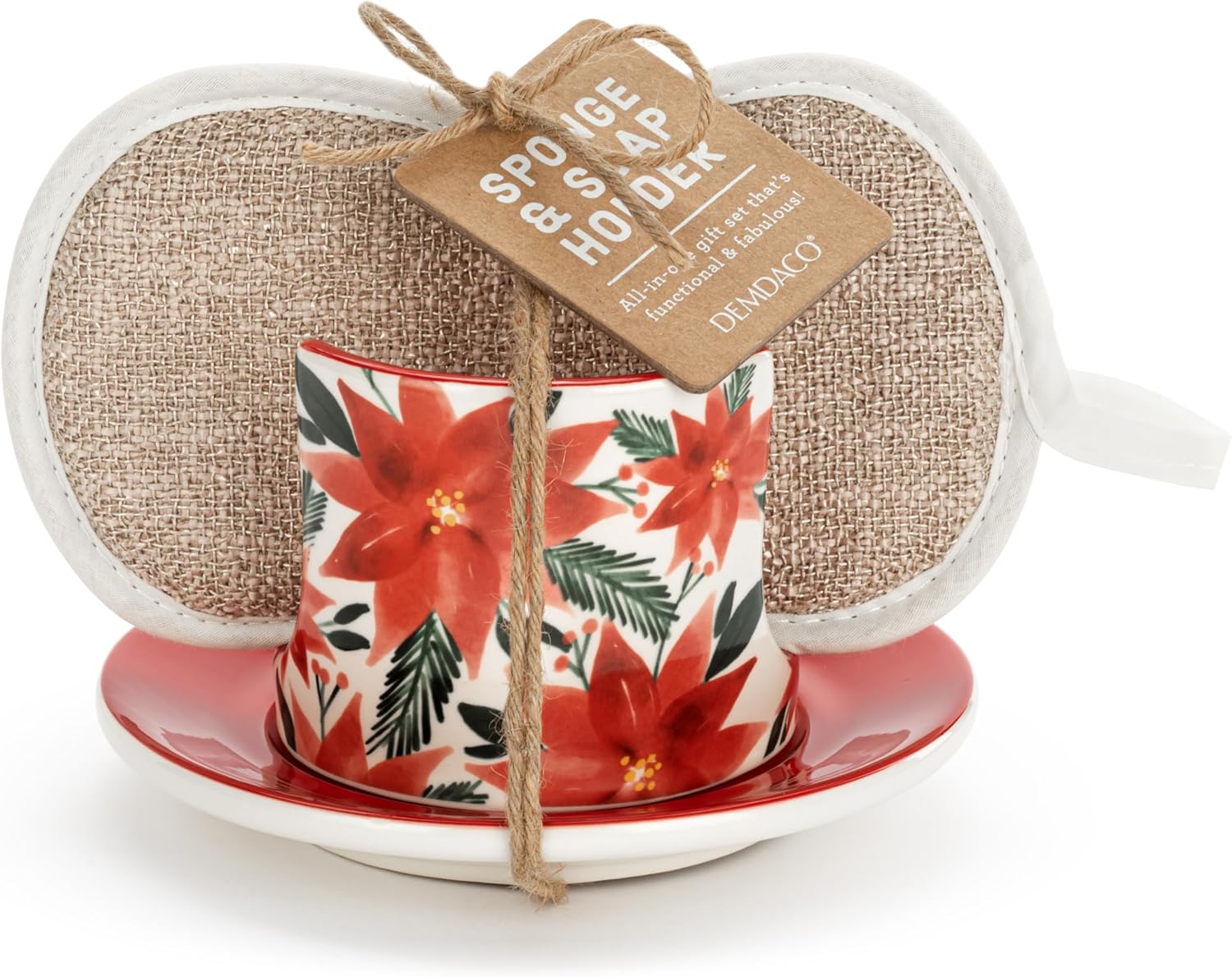 byDesign Holiday Bright Red and White Soap Dish Set