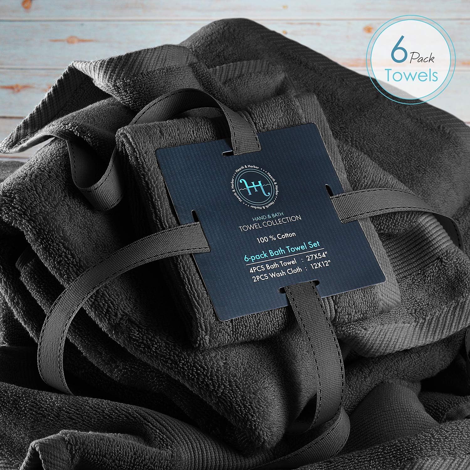 Hearth Harbor Bath Towel Set of 6 - Ultra Soft 700 GSM Cotton