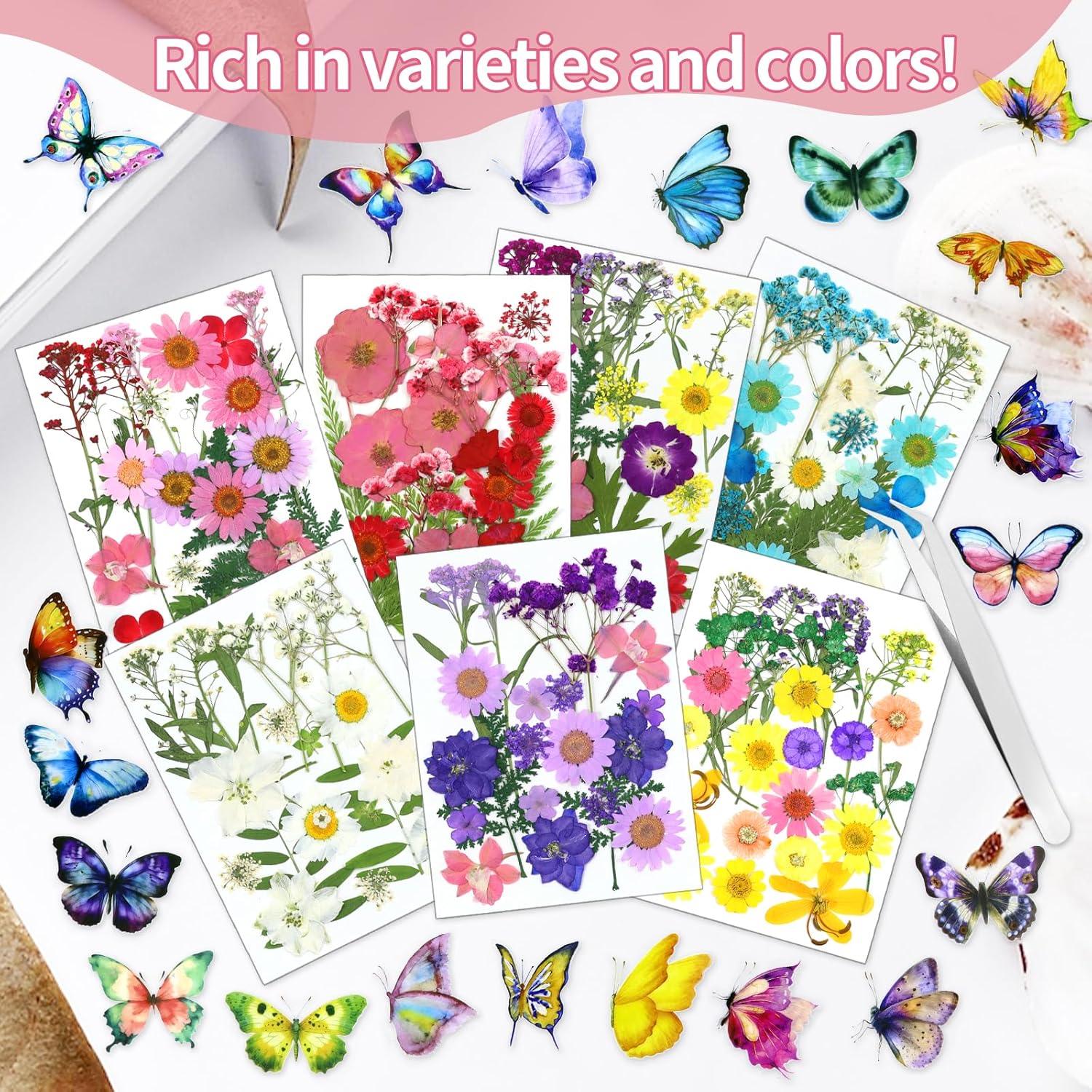 190 Pcs Dried Pressed Flowers for Resin Crafts 1
