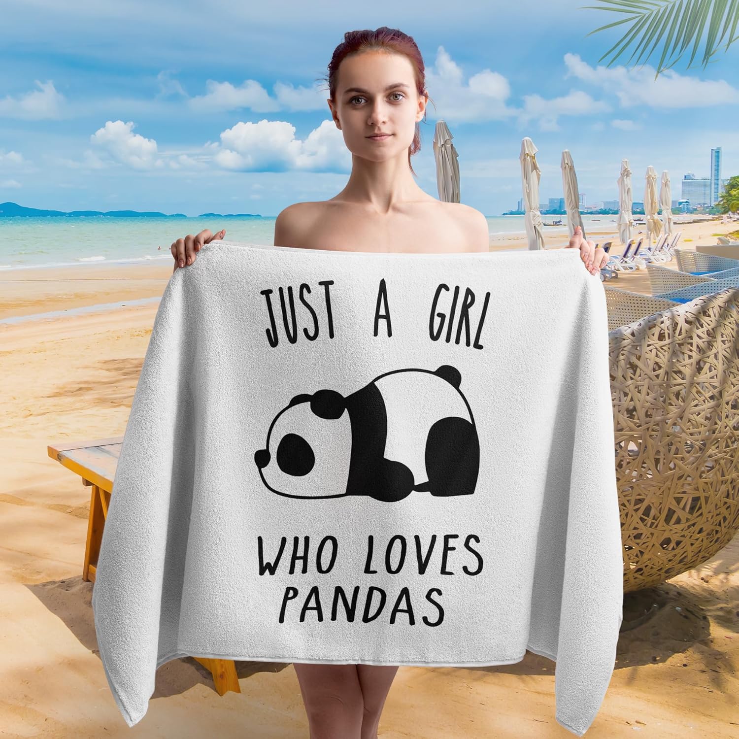 Waitpi Panda Beach Towel 30x60 Inches Microfiber Quick Dry