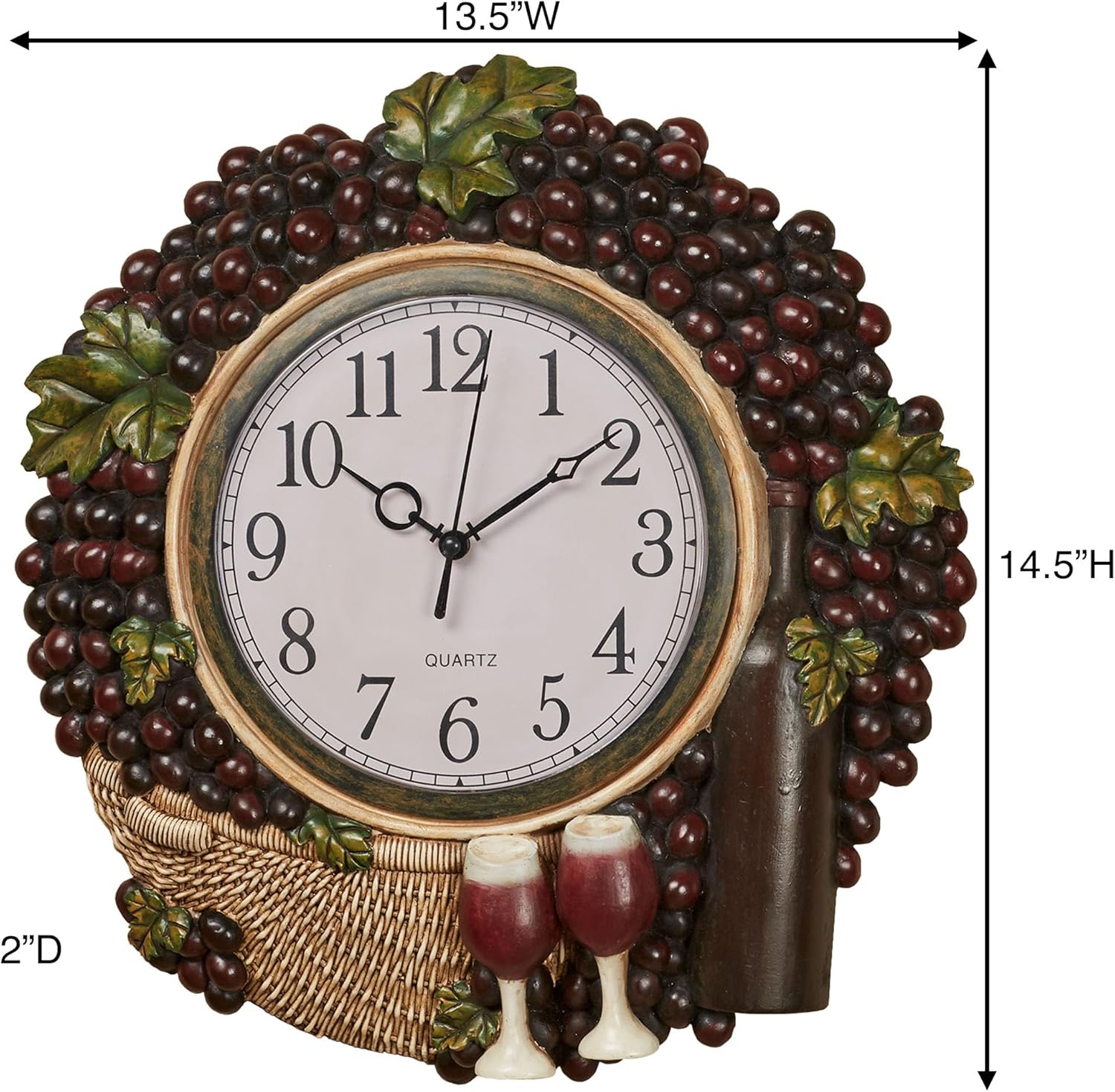 Touch of Class Wine Picnic Grapes Wall Clock
