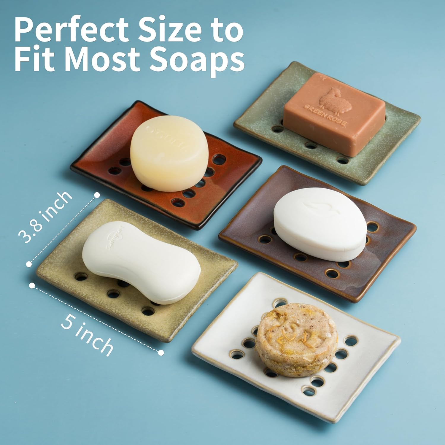 Red Ceramic Soap Holder with Drain Multi-functional