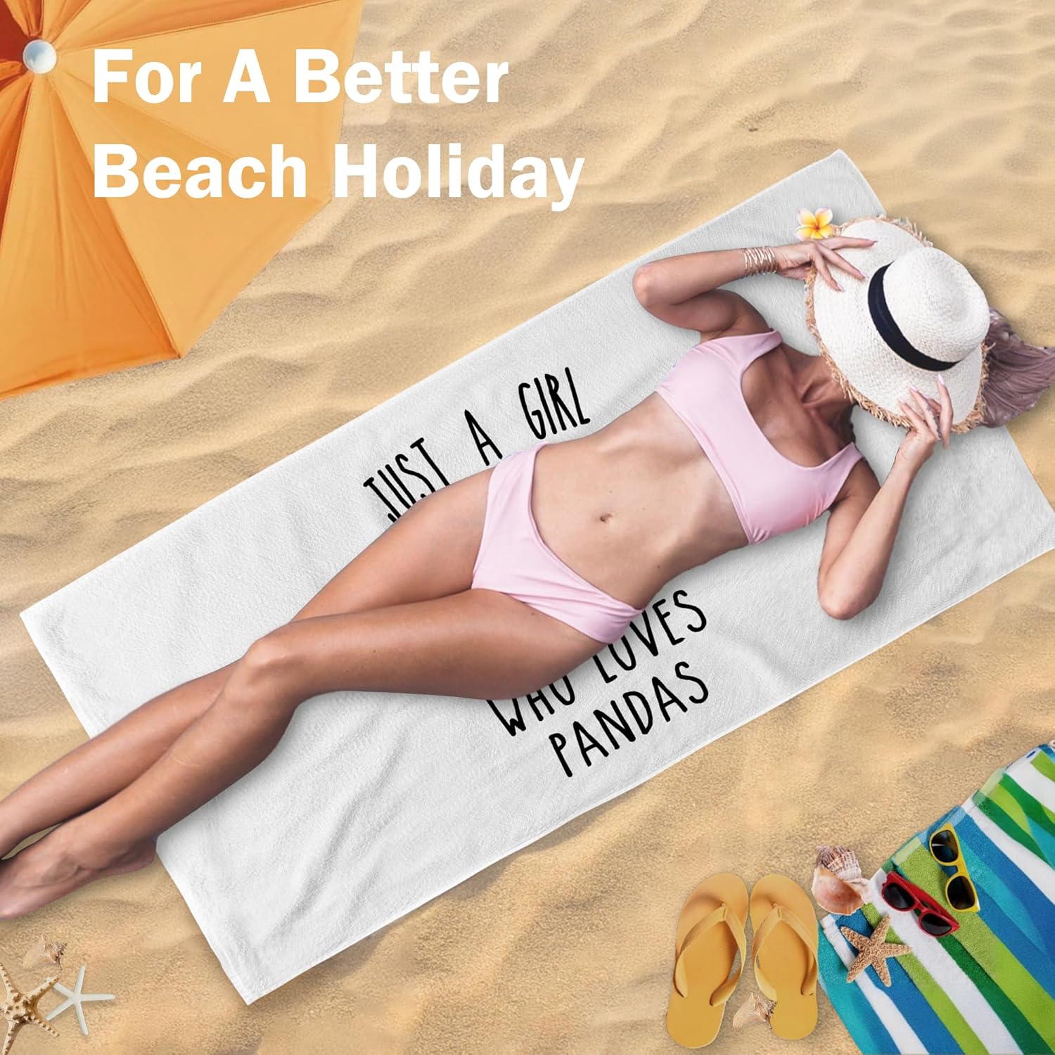 Waitpi Panda Beach Towel 30x60 Inches Microfiber Quick Dry